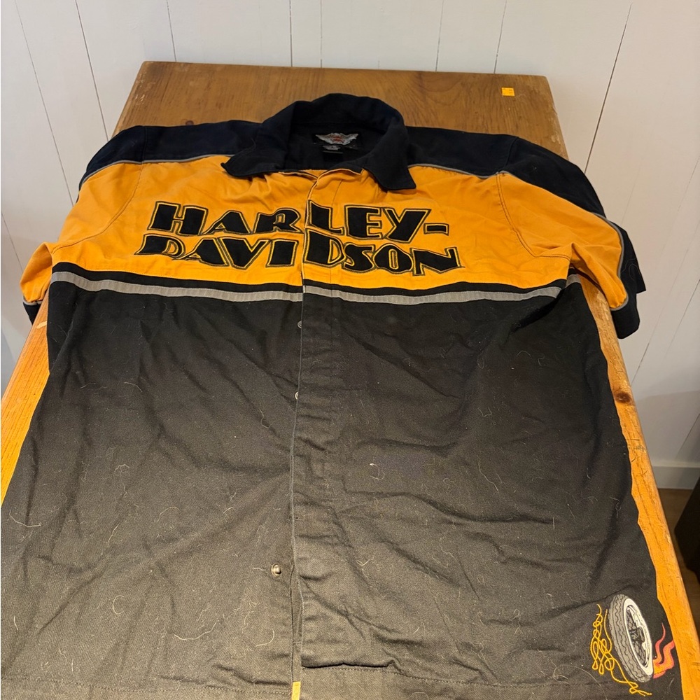Harley-Davidson Black and Gold Collar Shirt